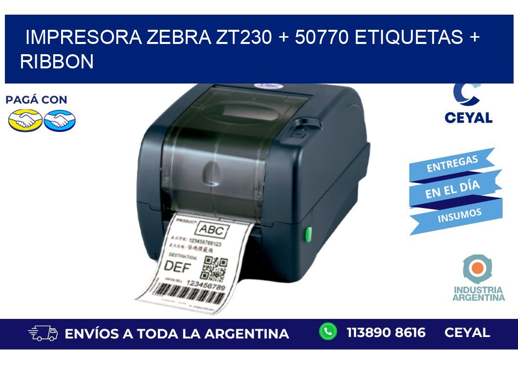 impresora zebra zt230 + 50770 etiquetas + ribbon