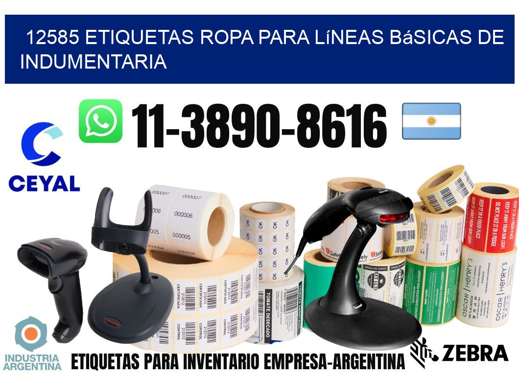 12585 Etiquetas ropa para líneas básicas de indumentaria