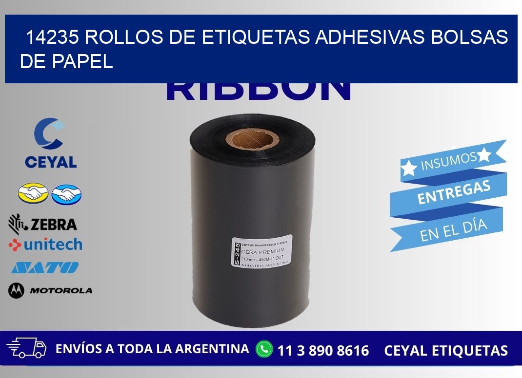 14235 rollos de etiquetas adhesivas bolsas de papel