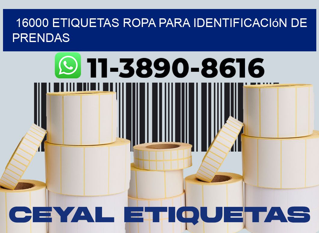 16000 Etiquetas ropa para identificación de prendas