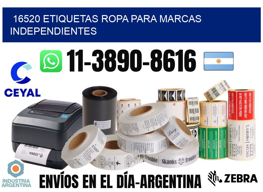 16520 Etiquetas ropa para marcas independientes