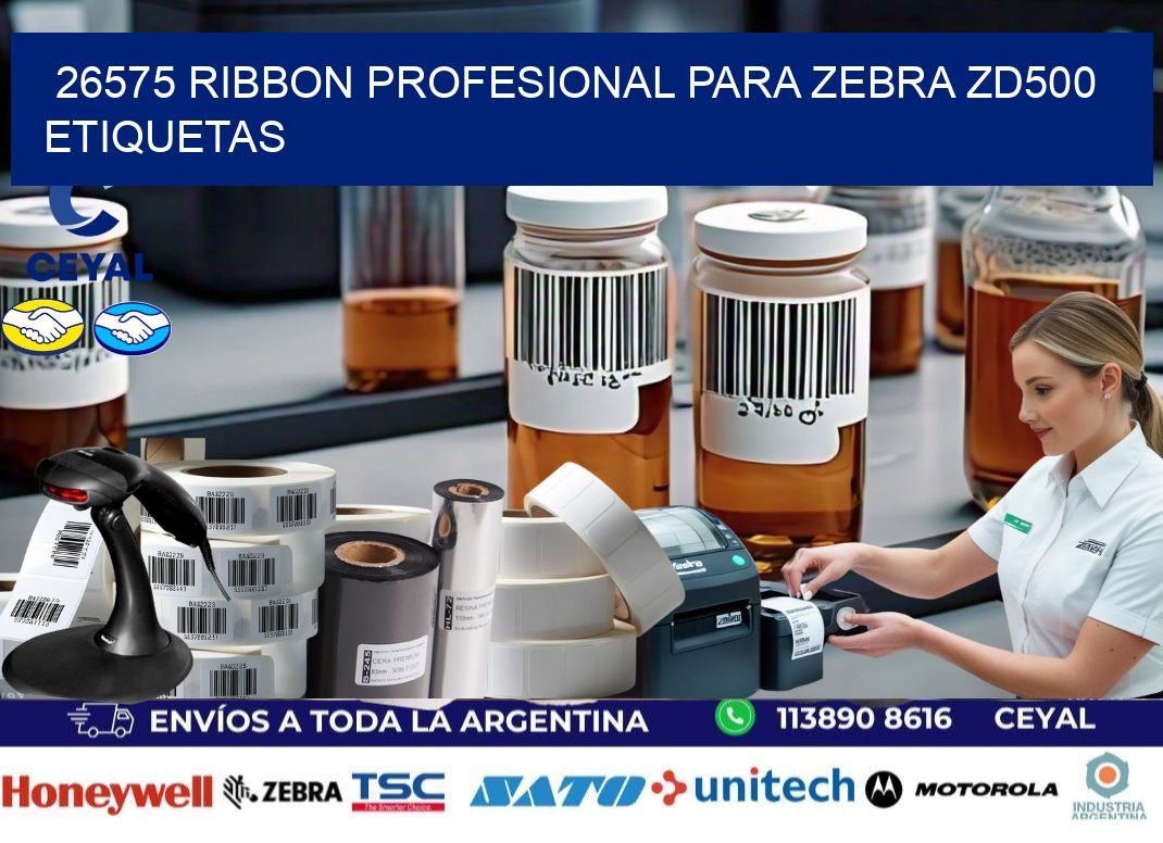 26575 ribbon profesional para zebra zd500 etiquetas