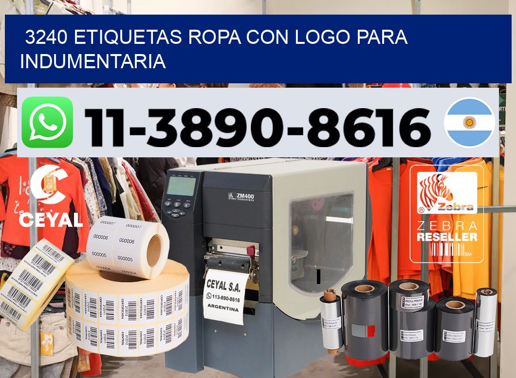 3240 Etiquetas ropa con logo para indumentaria