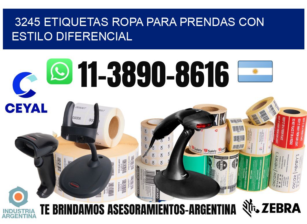 3245 Etiquetas ropa para prendas con estilo diferencial