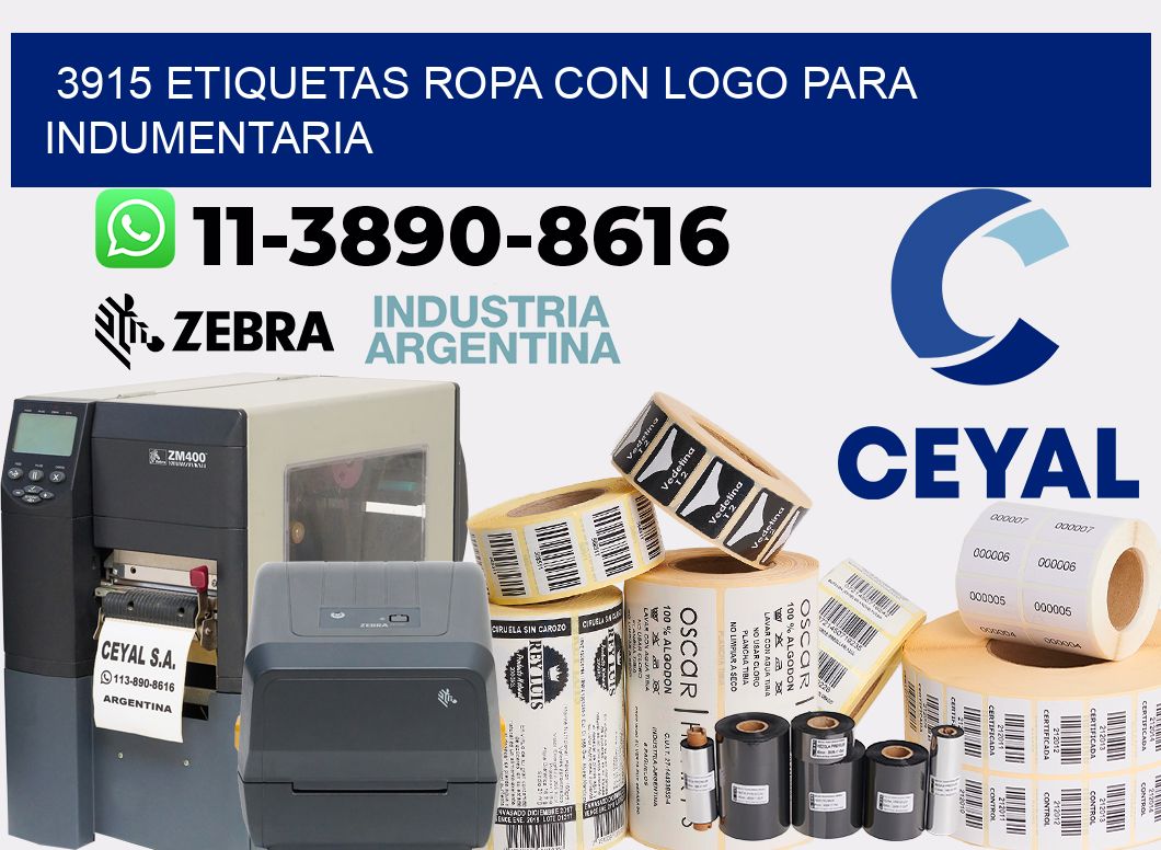 3915 Etiquetas ropa con logo para indumentaria