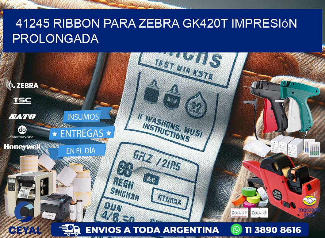41245 ribbon para zebra gk420t impresión prolongada