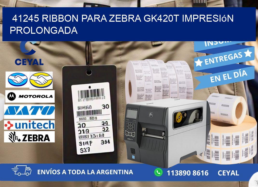 41245 ribbon para zebra gk420t impresión prolongada