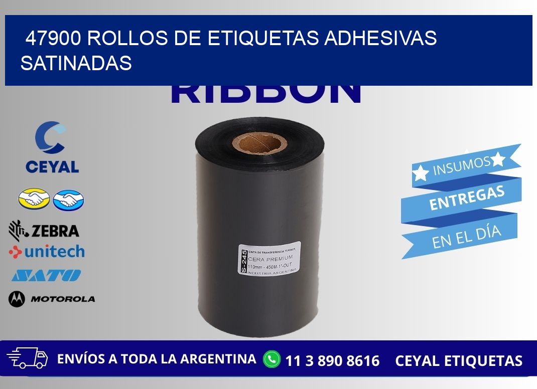 47900 rollos de etiquetas adhesivas satinadas