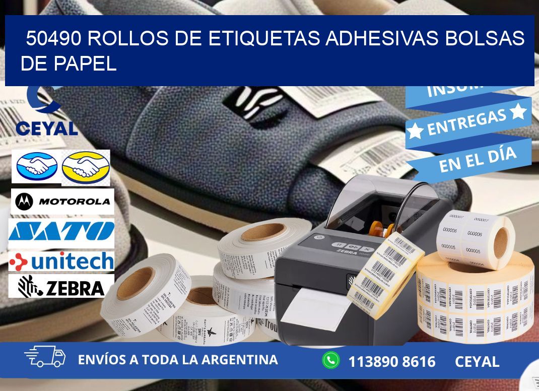 50490 rollos de etiquetas adhesivas bolsas de papel