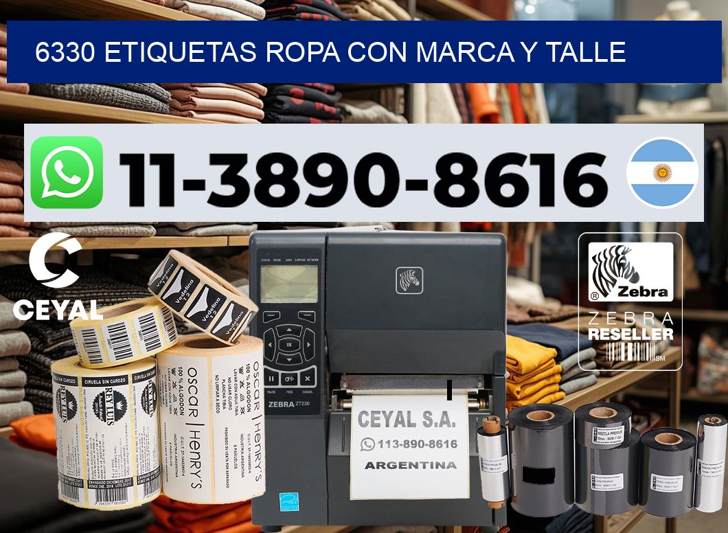 6330 Etiquetas ropa con marca y talle