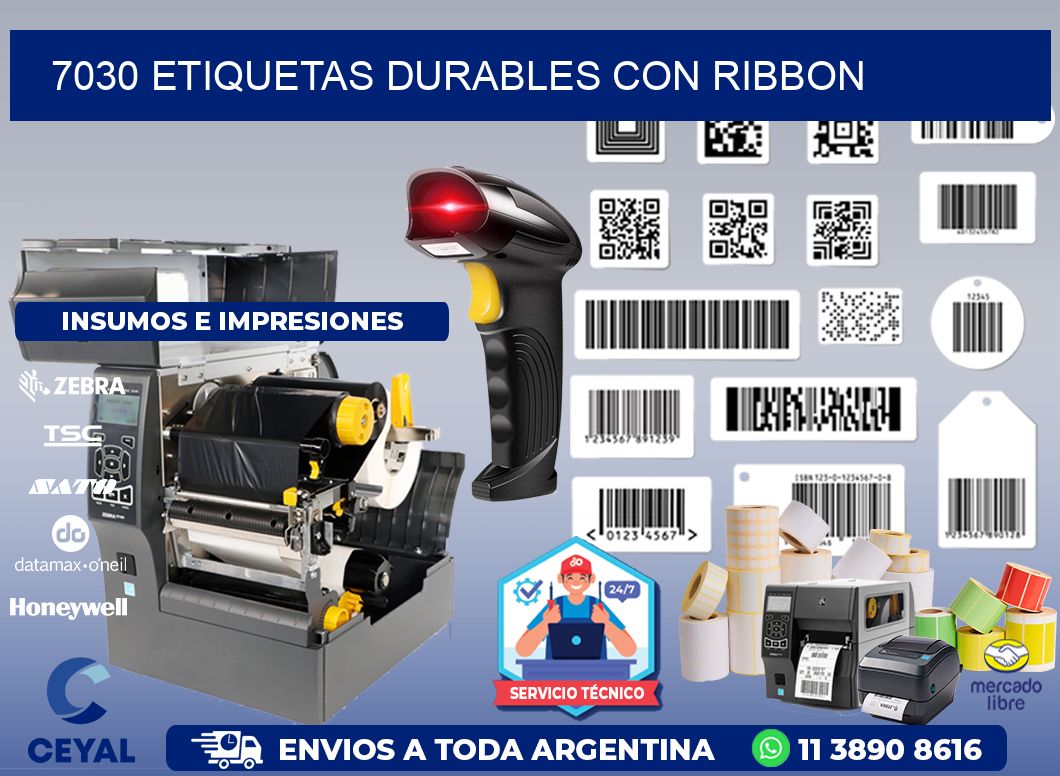7030 etiquetas durables con ribbon