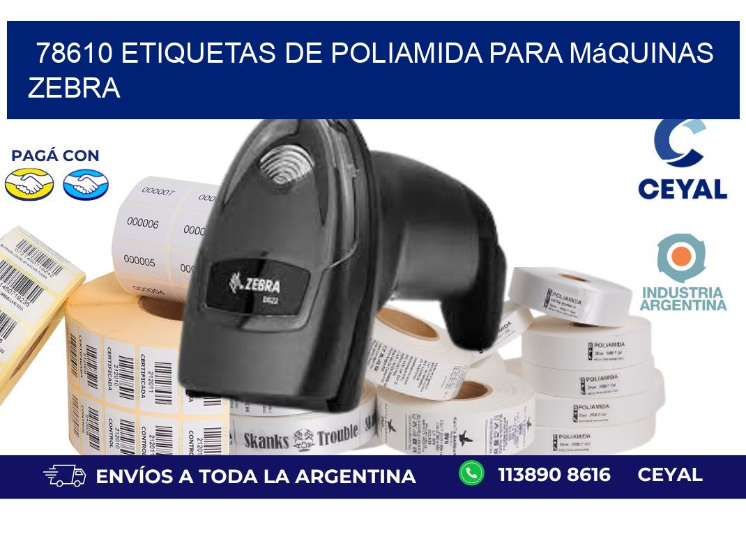 78610 etiquetas de poliamida para máquinas Zebra