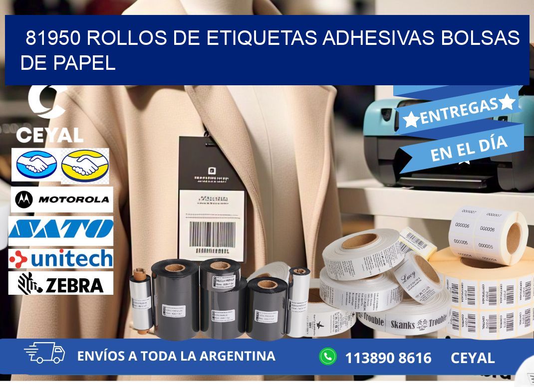 81950 rollos de etiquetas adhesivas bolsas de papel
