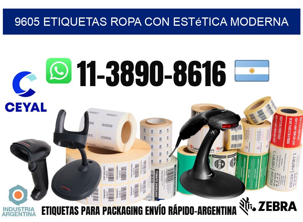 9605 Etiquetas ropa con estética moderna