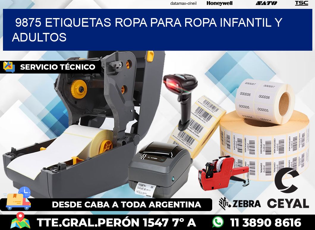 9875 Etiquetas ropa para ropa infantil y adultos