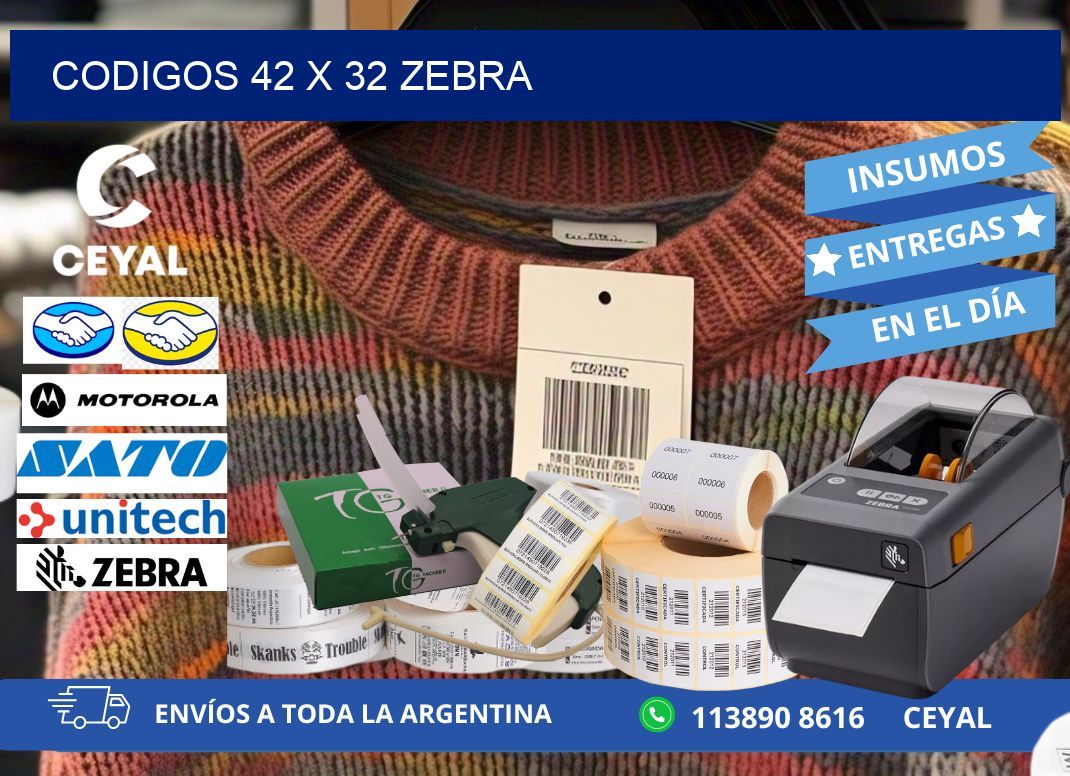 codigos 42 x 32 zebra