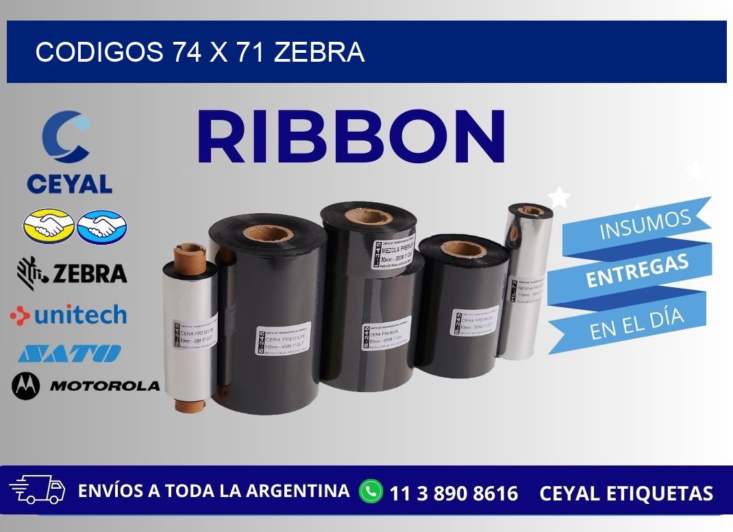 codigos 74 x 71 zebra