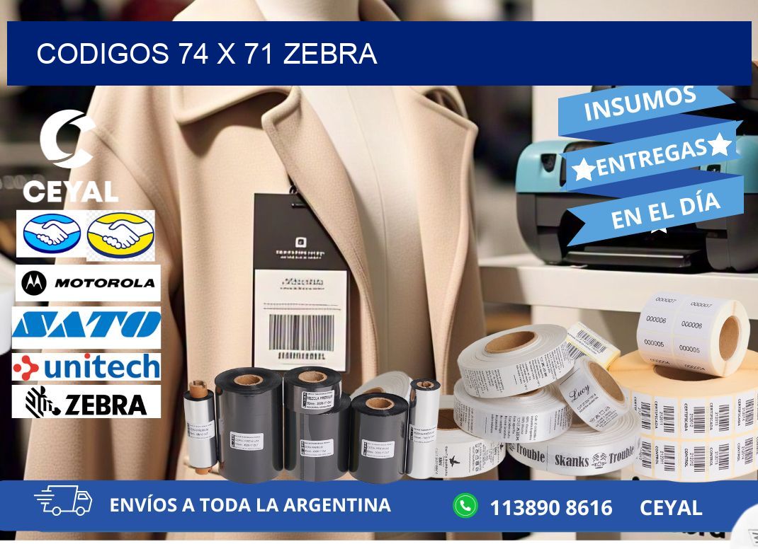 codigos 74 x 71 zebra