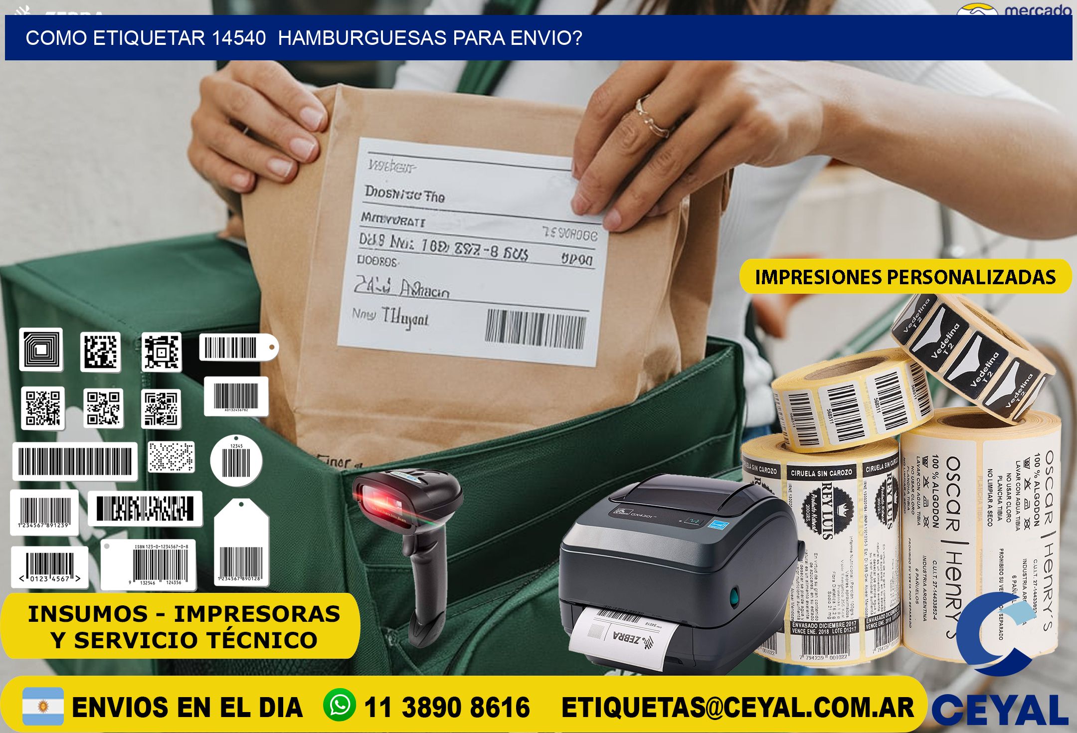 como etiquetar 14540  hamburguesas para envio?