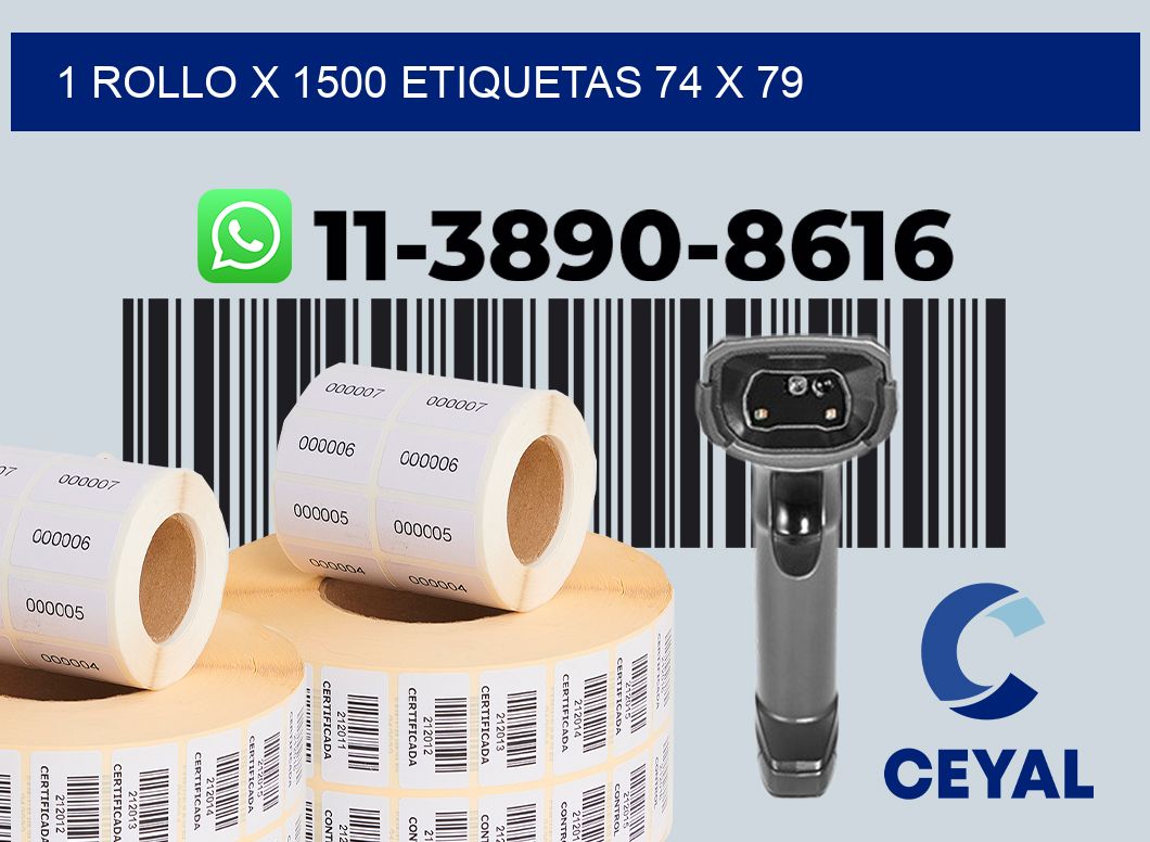 1 rollo x 1500 etiquetas 74 x 79
