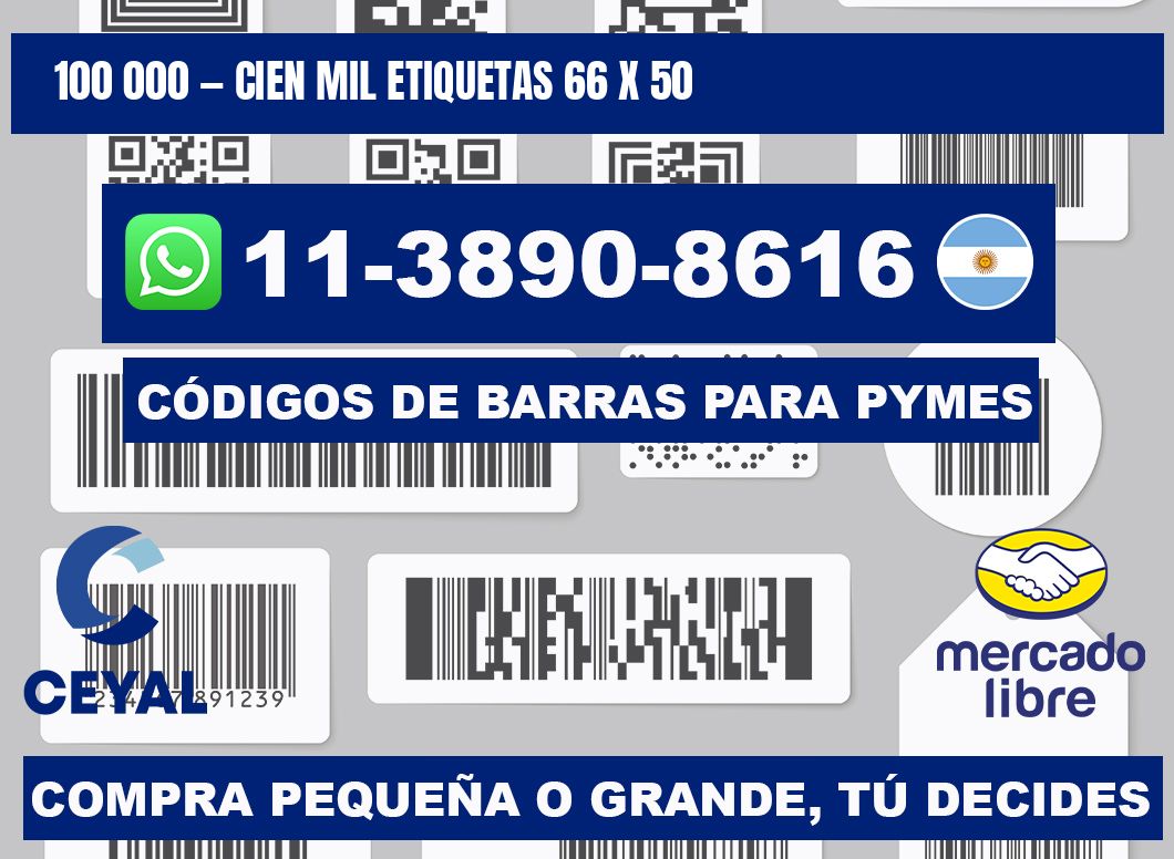 100 000 — cien mil etiquetas 66 x 50
