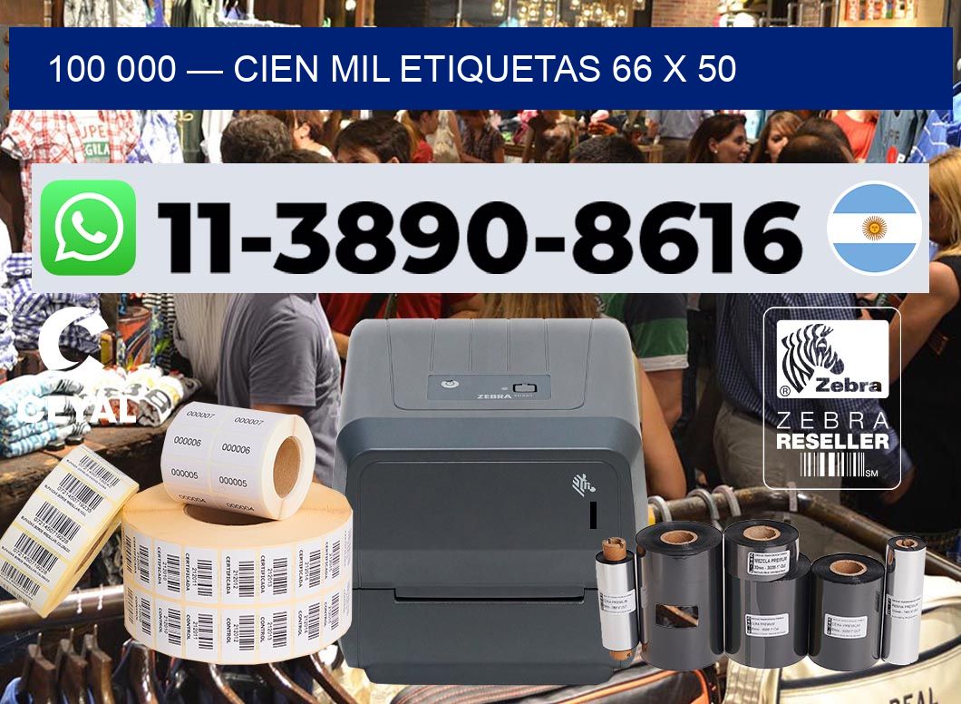 100 000 — cien mil etiquetas 66 x 50