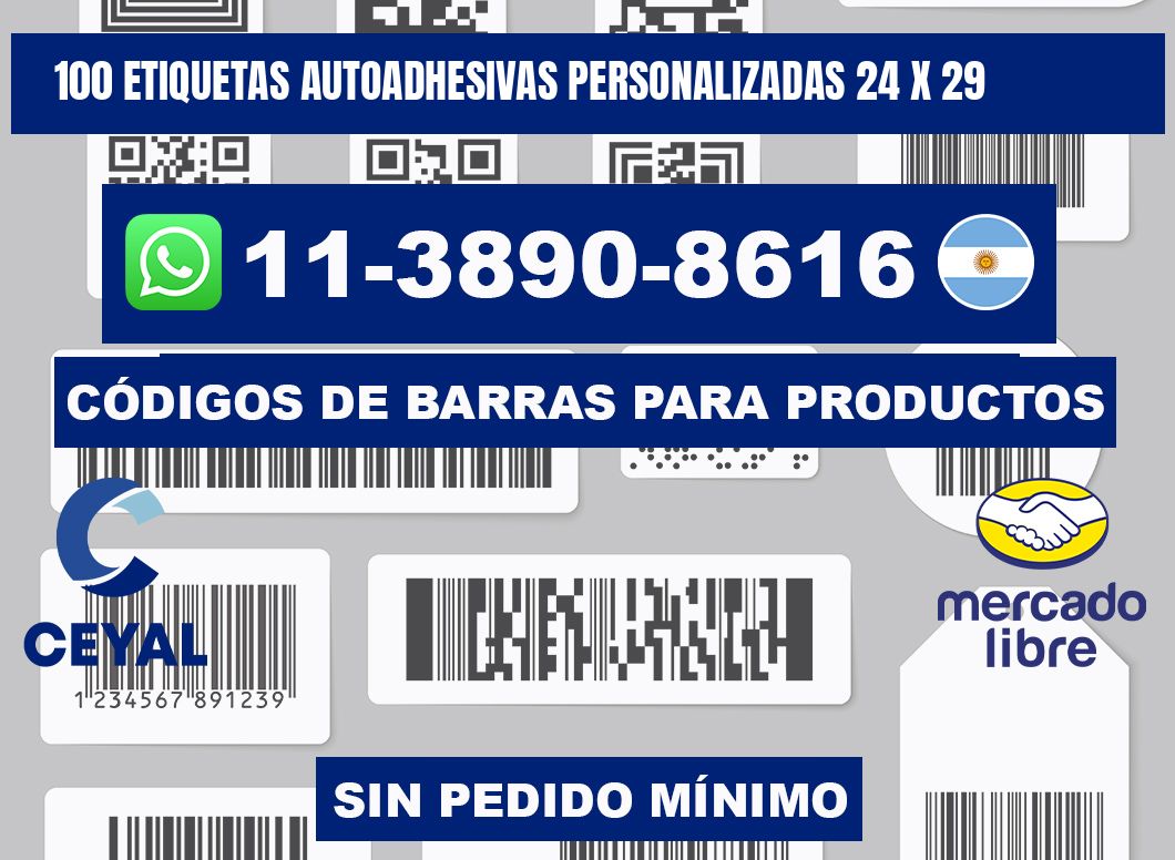 100 Etiquetas autoadhesivas personalizadas 24 x 29