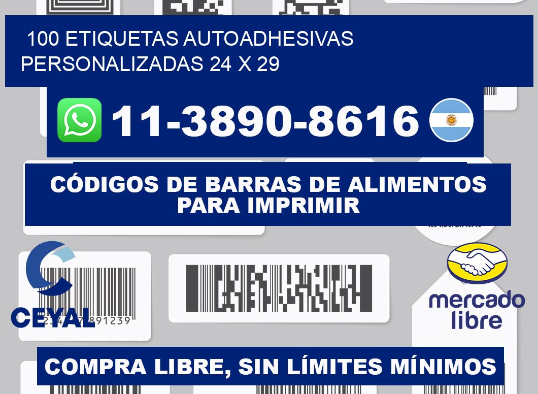 100 Etiquetas autoadhesivas personalizadas 24 x 29