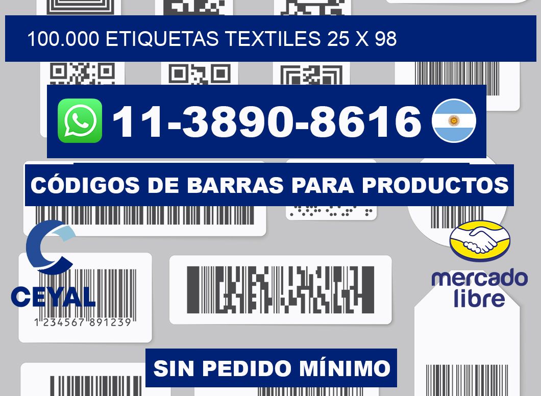 100.000 ETIQUETAS TEXTILES 25 x 98