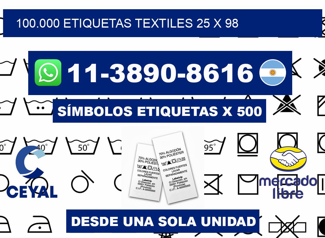 100.000 ETIQUETAS TEXTILES 25 x 98