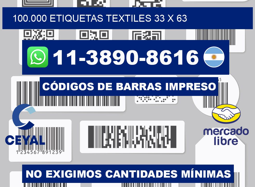 100.000 ETIQUETAS TEXTILES 33 x 63