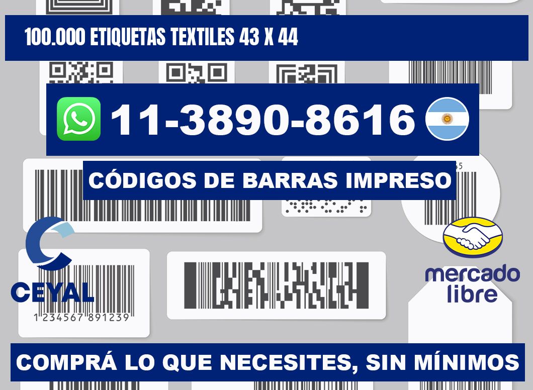 100.000 ETIQUETAS TEXTILES 43 x 44