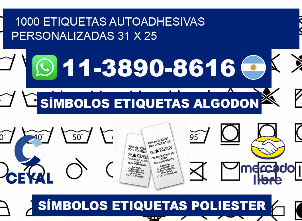 1000 Etiquetas autoadhesivas personalizadas 31 x 25