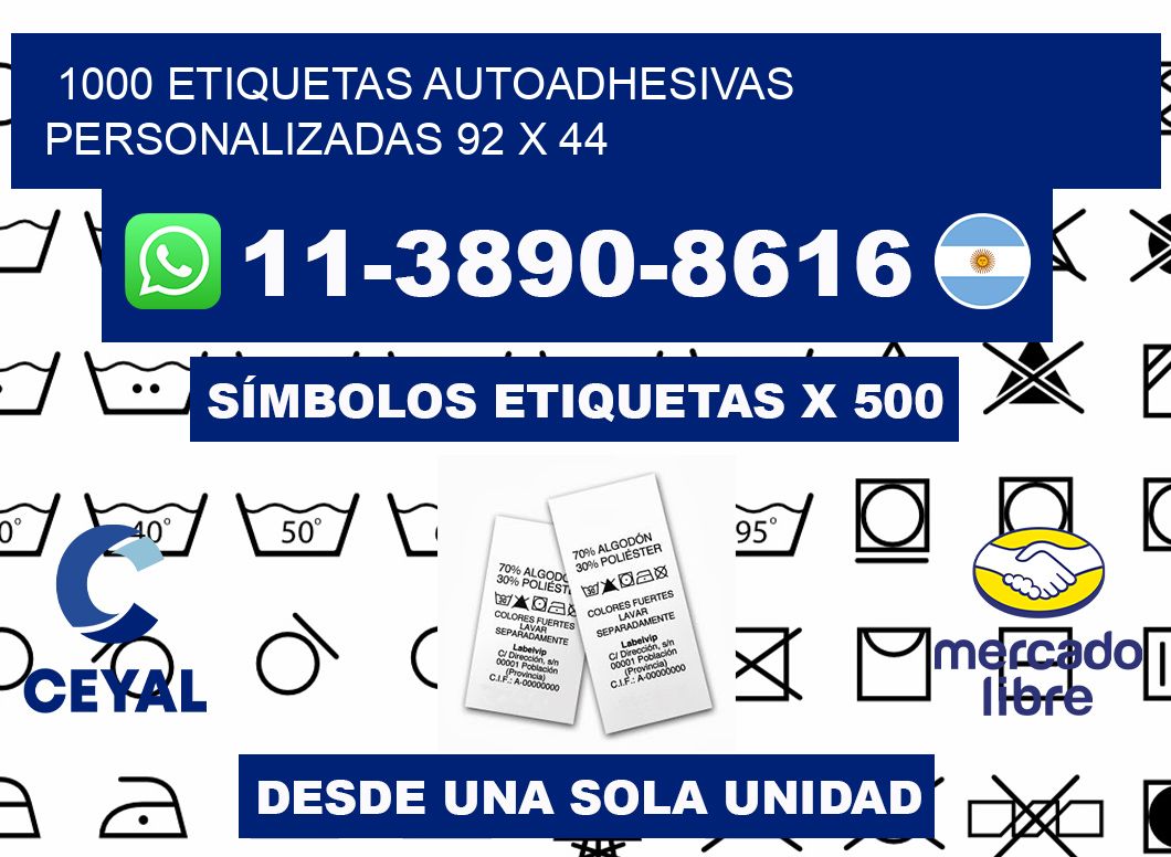 1000 Etiquetas autoadhesivas personalizadas 92 x 44