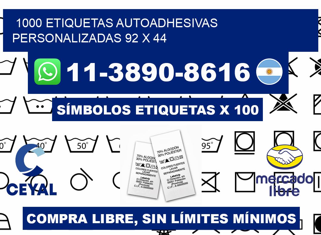 1000 Etiquetas autoadhesivas personalizadas 92 x 44