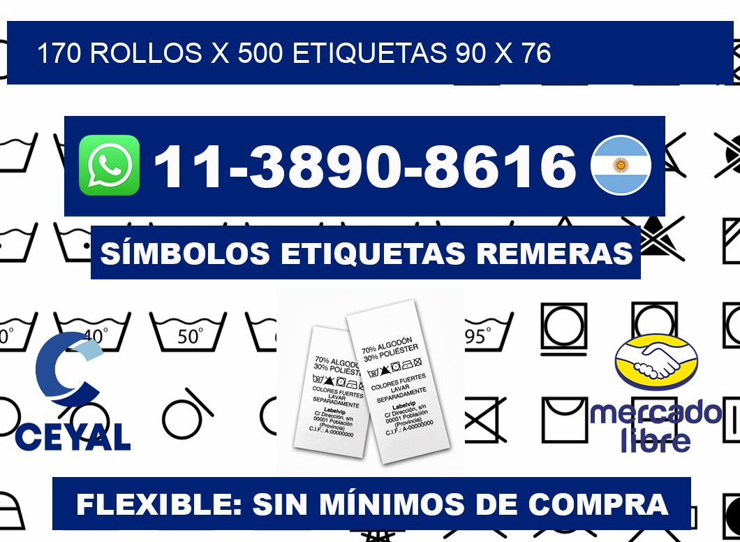 170 rollos x 500 etiquetas 90 x 76