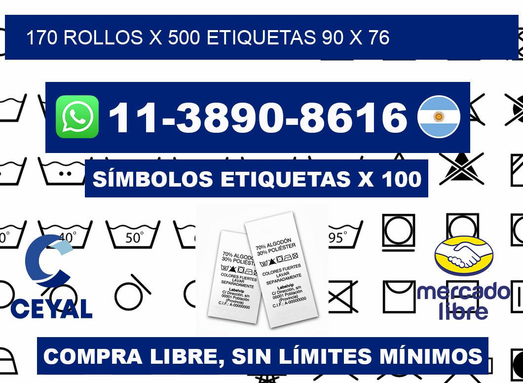 170 rollos x 500 etiquetas 90 x 76