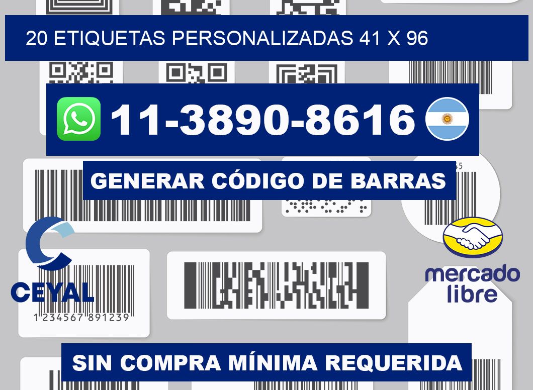 20 ETIQUETAS PERSONALIZADAS 41 x 96