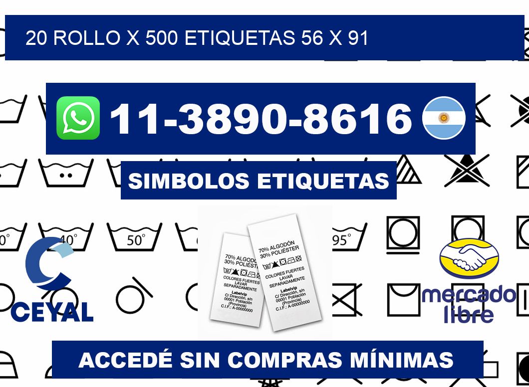 20 rollo x 500 etiquetas 56 x 91