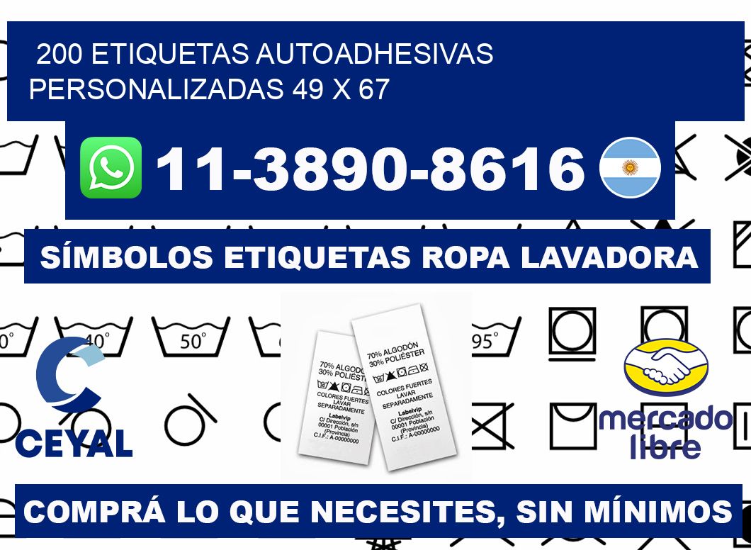 200 Etiquetas autoadhesivas personalizadas 49 x 67