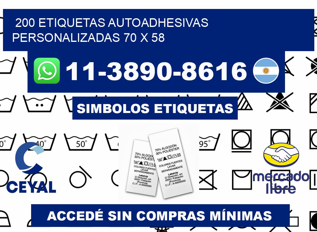 200 Etiquetas autoadhesivas personalizadas 70 x 58