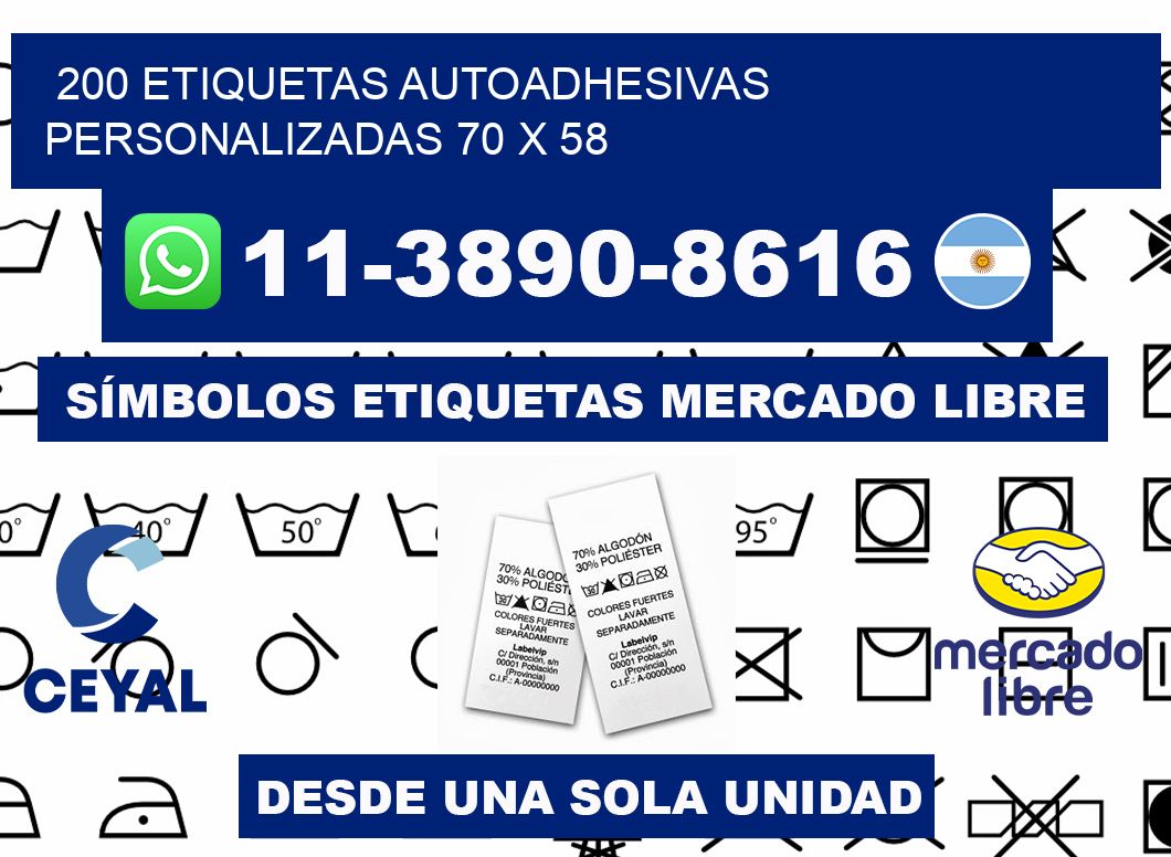 200 Etiquetas autoadhesivas personalizadas 70 x 58