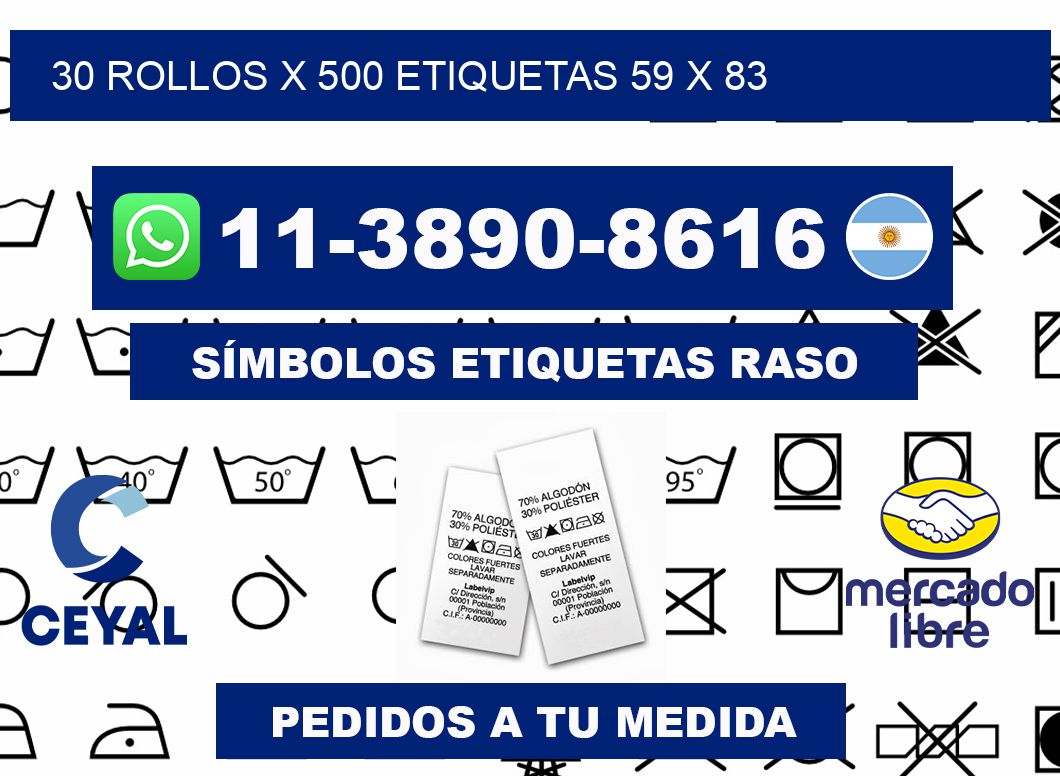 30 rollos x 500 etiquetas 59 x 83