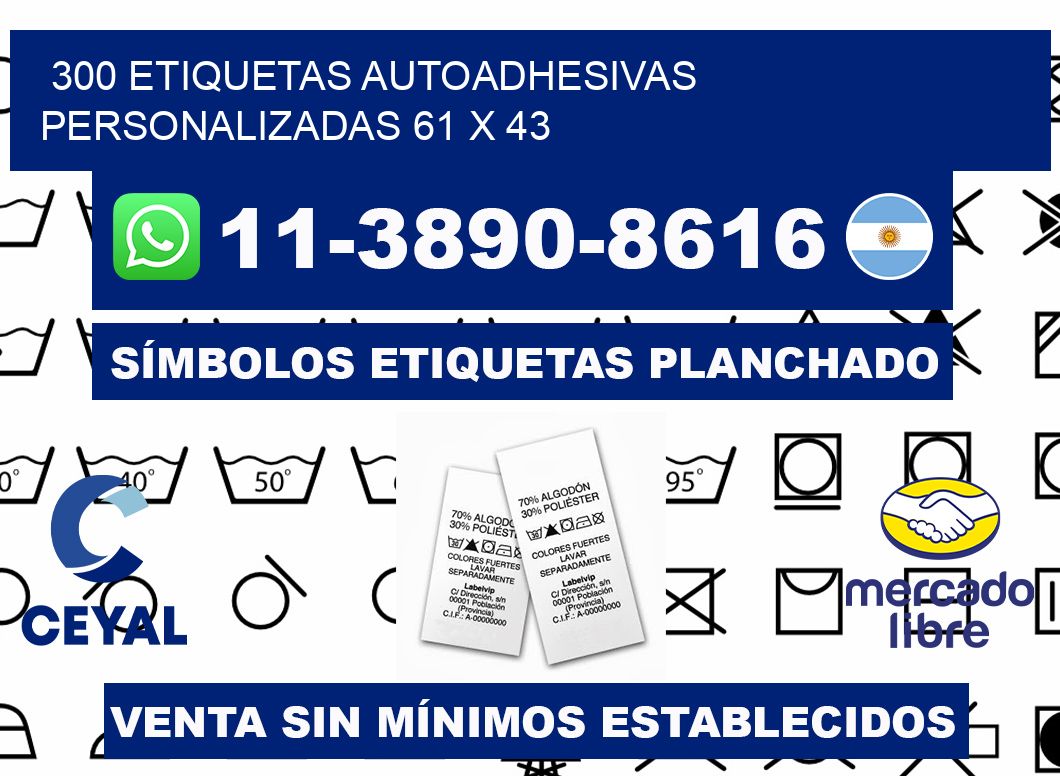 300 Etiquetas autoadhesivas personalizadas 61 x 43