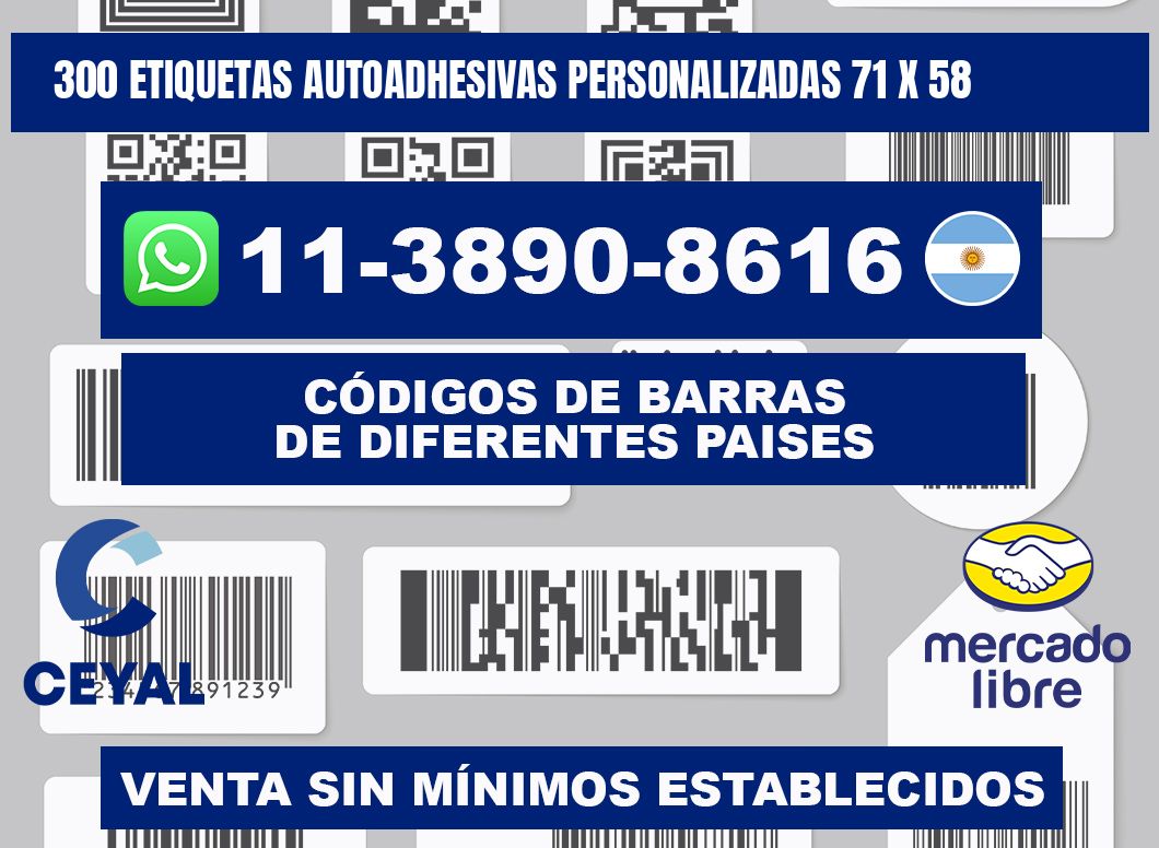 300 Etiquetas autoadhesivas personalizadas 71 x 58