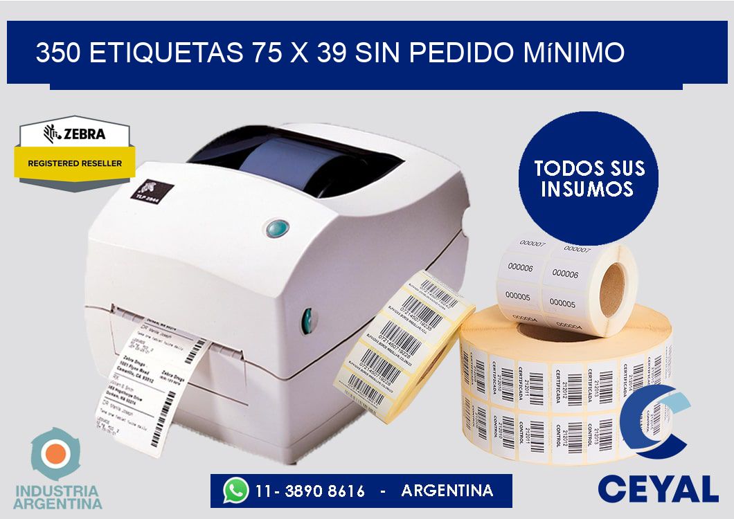 350 etiquetas 75 x 39 Sin pedido mínimo