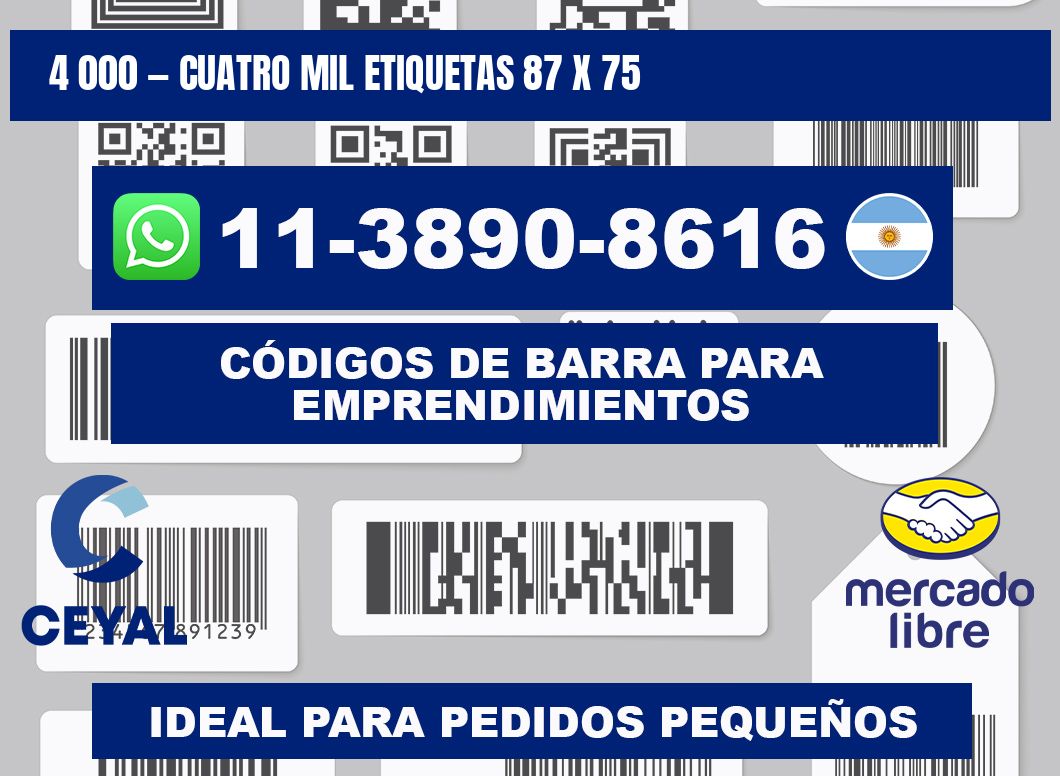 4 000 — cuatro mil etiquetas 87 x 75