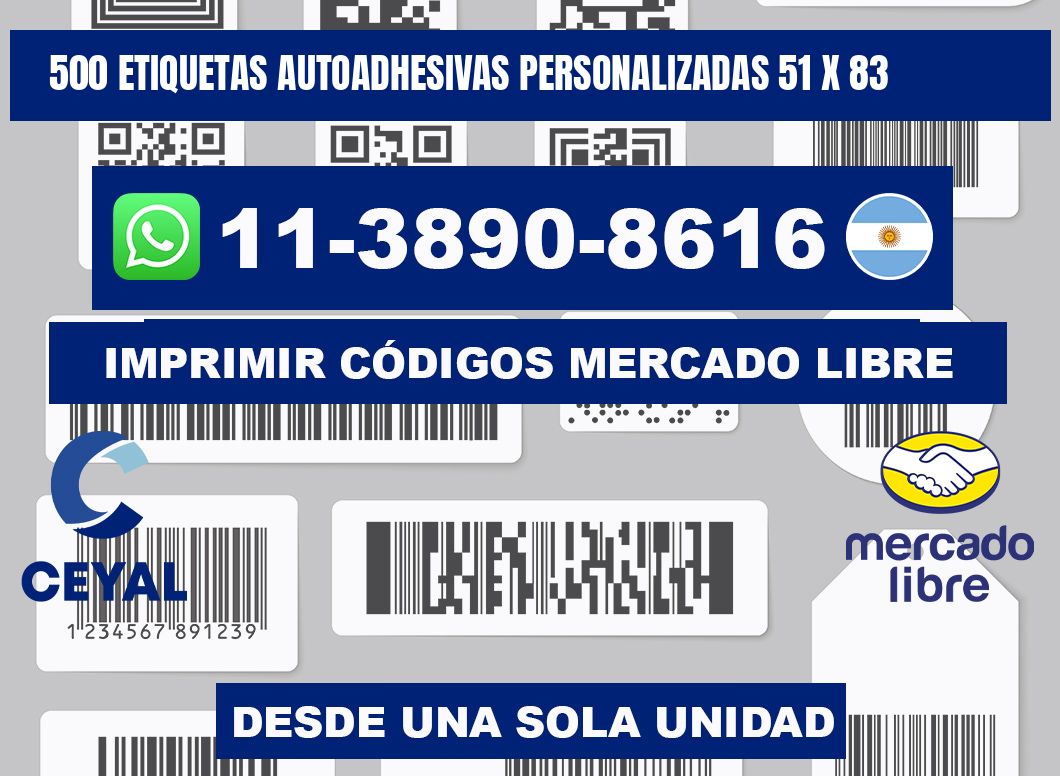 500 Etiquetas autoadhesivas personalizadas 51 x 83