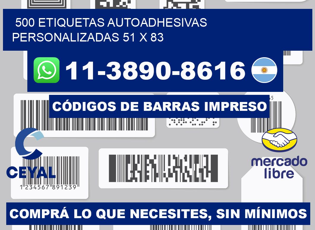 500 Etiquetas autoadhesivas personalizadas 51 x 83