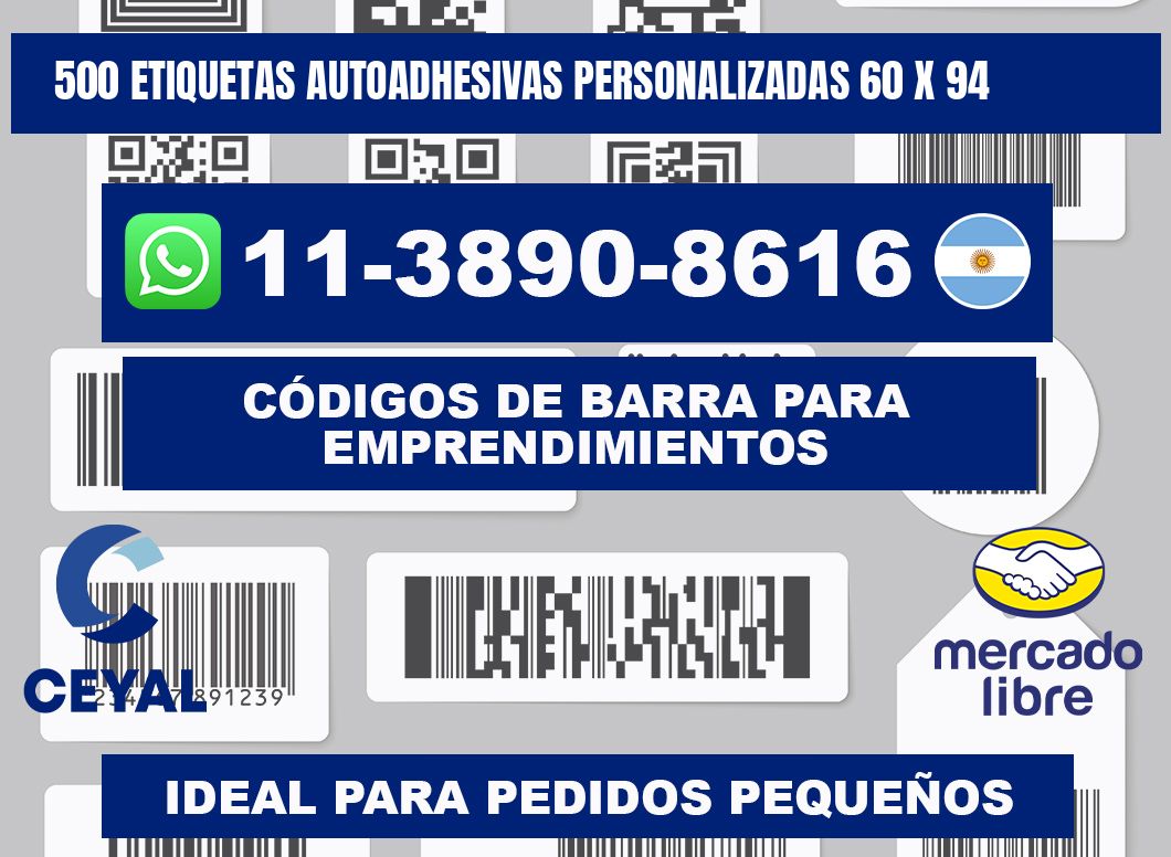 500 Etiquetas autoadhesivas personalizadas 60 x 94